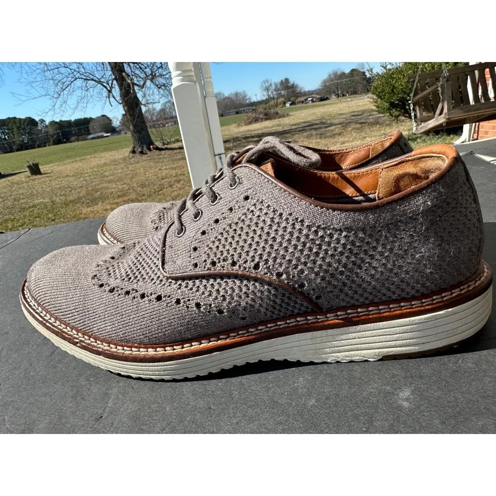 Johnston & Murphy McGuffey Knit Wingtip Oxford Grey Mens 9.5M 20-5368‎